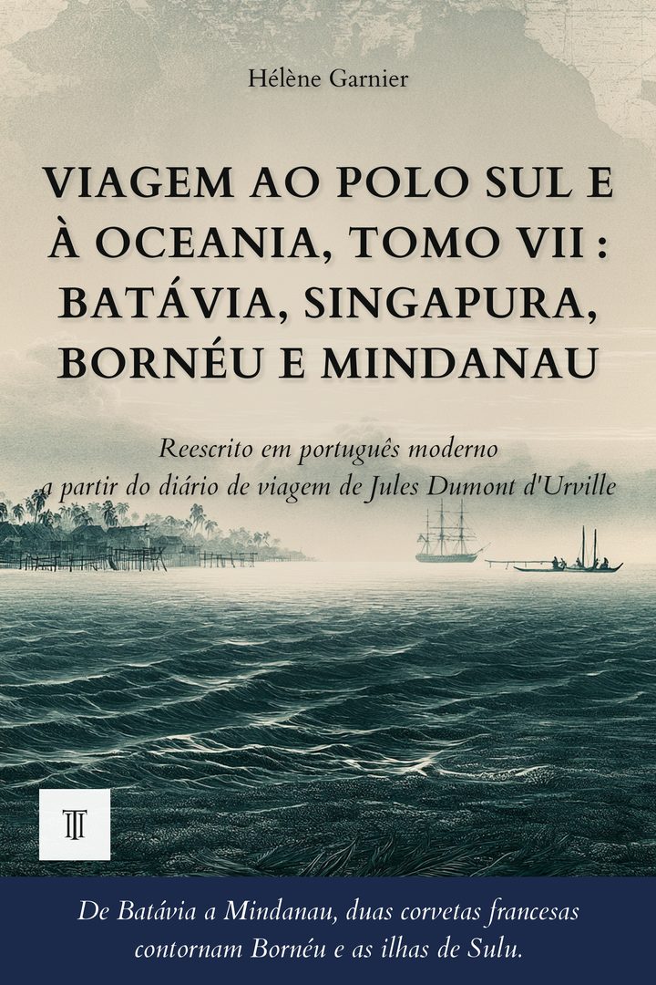 Capa de Viagem ao Polo Sul e à Oceania, Tomo VII : Batávia, Singapura, Bornéu e Mindanau de Jules Dumont d'Urville